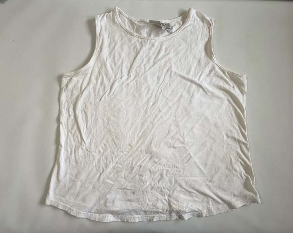 Vintage Faded Glory Tank Womens White Cotton Stretch Basic Y2K Top